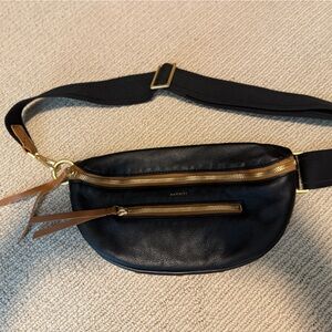 Hammitt Charles Med Leather Crossbody Bag with Gold Accents